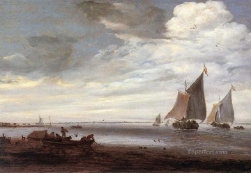  Fluvial Obras - Paisaje marino del barco fluvial Salomon van Ruysdael